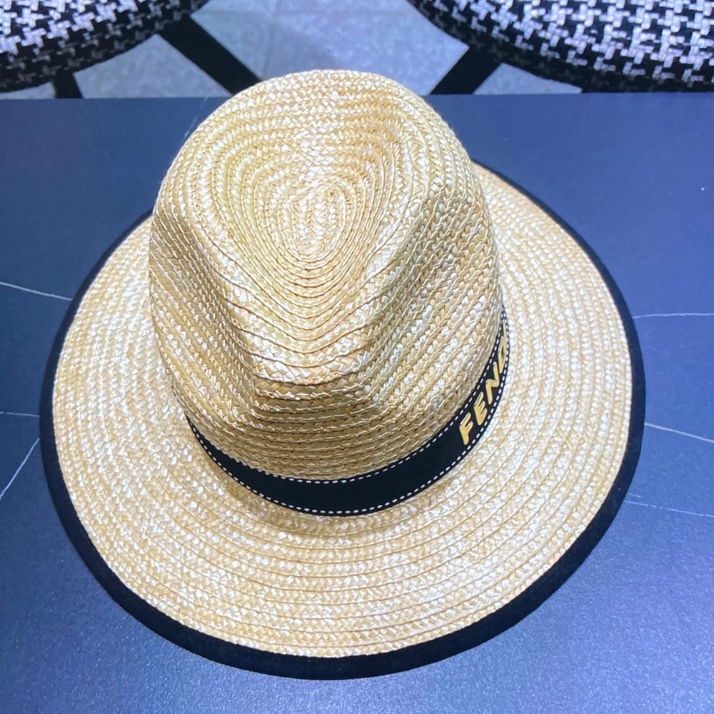 Fendi FF Logo Woven Straw Sun Hat - Picture 6 of 9